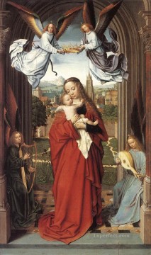 デビッド・ジェラルド Painting - 聖母子と四人の天使 wga ジェラルド・デイヴィッド
